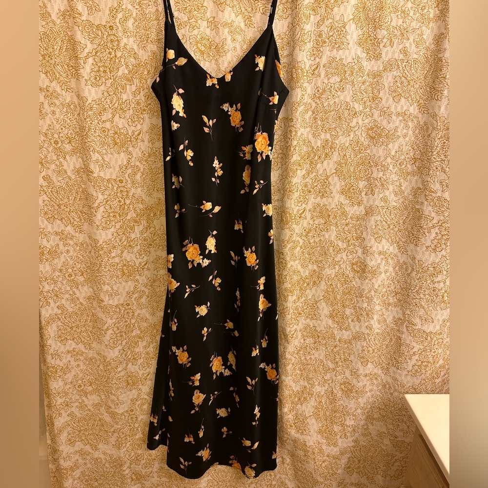 Forever 21 black floral silk dress